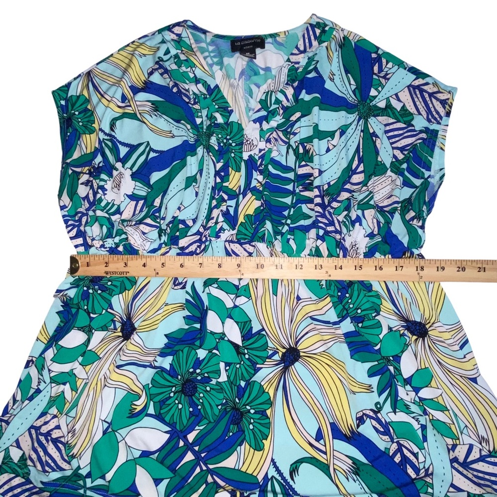 Liz Claiborne Floral Multi Color V-Neck Jersey Stretch Top - Woman 0X - Picture 3 of 9